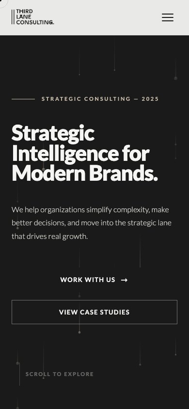 The Third Lane homepage on a phone.
